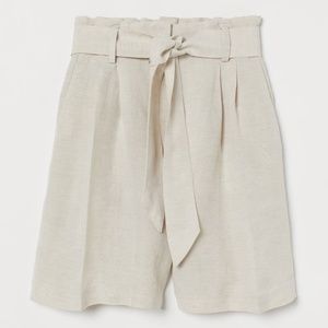 H&M Linen Tie Belt Shorts